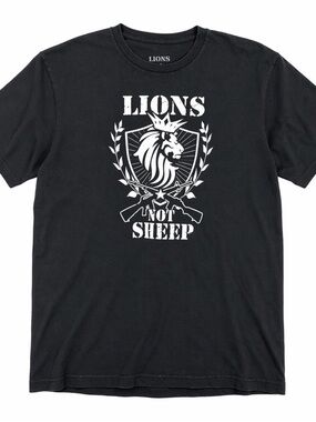 Lions Not Sheep Men’s XL Black Cotton Graphic Print Crew Neck Short Sleeve Tee